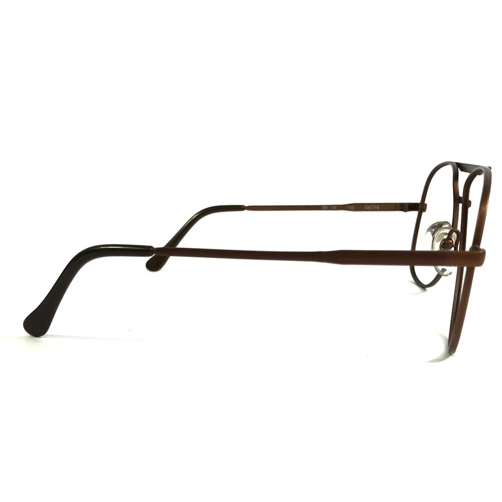 Vintage Record Eyeglasses Frames MK15 Col.714 Brown Aviator Wire Rim 56-16-140